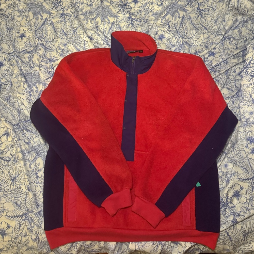 Patagonia red half zip/button up